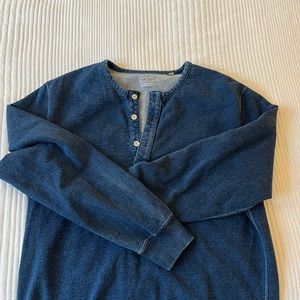 Indigo. Oobe Brand Henley Sweater